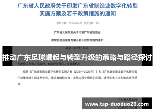 推动广东足球崛起与转型升级的策略与路径探讨