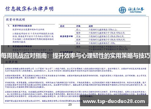 每周挑战应对指南：提升效率与心理韧性的实用策略与技巧